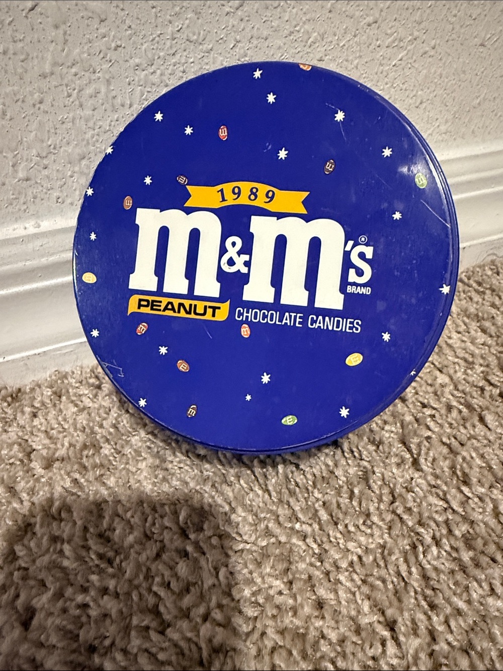Collectible 1989 Vintage M&M'S Blue Peanut Chocolate Candies Collectible Tin